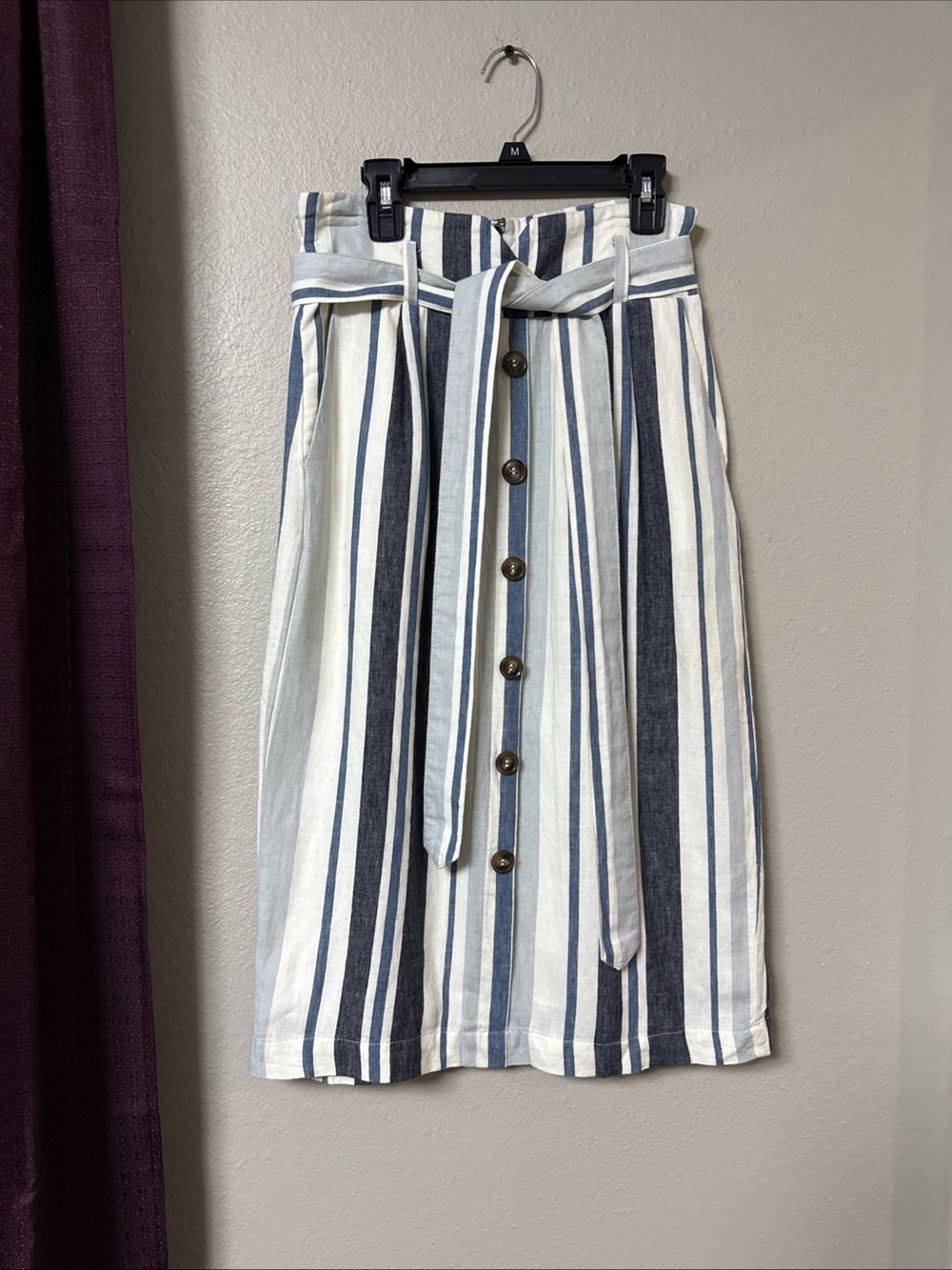 B4/5 Forever 21 Striped Button-Down Midi Skirt Size Small